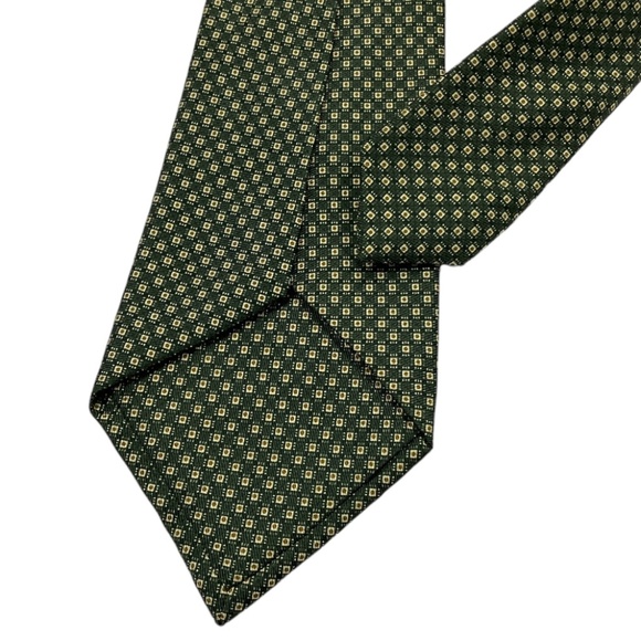 ALAN FLUSSER SEVENFOLD Green Geometric Silk LUXURY Tie - Picture 5 of 5